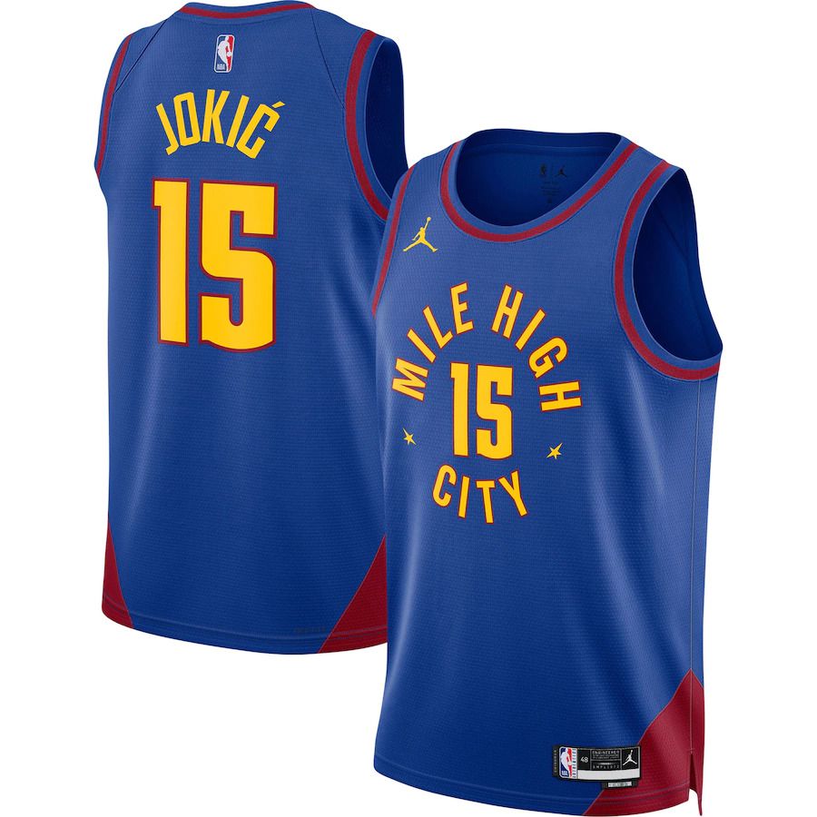 Men Denver Nuggets #15 Nikola Jokic Jordan Brand Blue 2022-23 Statement Edition Swingman NBA Jersey